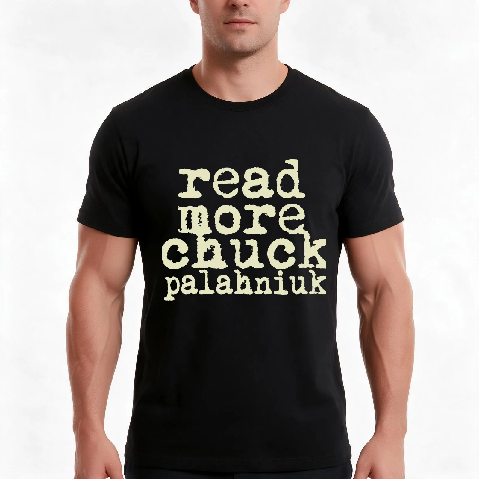 Read More Chuck Palahniuk T-Shirt, Summer Casual Cotton Tee, Oversized Streetwear Tops, Vintage Graphic Print, Unisex Men Women