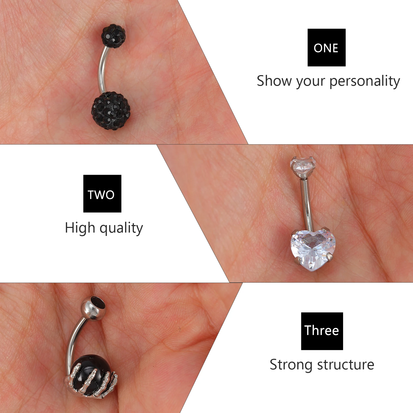 

6 Pcs Colored Belly Button Stainless Steel Comfortable Navel