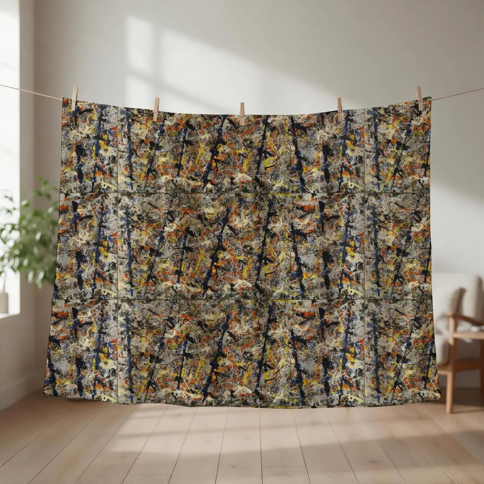 Jackson Pollock - Blue Poles - abstract expressionist painting Throw Blanket Thermal Warm Blankets