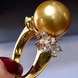 HUGE  Ring AAAAA++ 11-12mm 12-13mm Round Natural southsea  Pearl 925s GIFT BOX