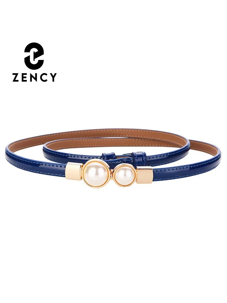 

Zency Soft Cowhide Leather Women Waist Belt Fashion Inlaid Pearls For Ladies All-match Design Adjustable Belt For Jeans Dress