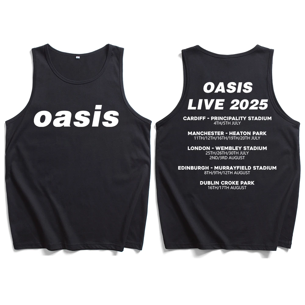 oasis live 25 tour 2025 Tank Man Woman Crew neck Sleeveless Summer T-shirts