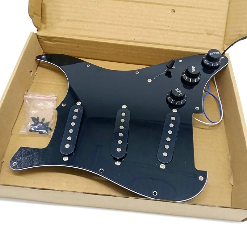 Single Coil SSS Electric Guitar Pickguard Pickup Loaded Prewired Scratch Plate 11 Holes 3Ply For ST SQ Guitar