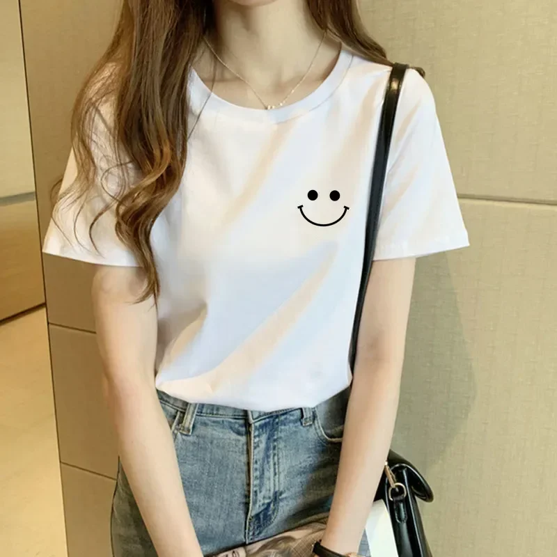 Pure cotton short sleeve T-shirt female 2023 new summer design feeling show thin meat shirt white garment ins tide