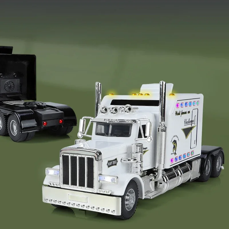 1/24 American tractor-Peterbilt 389 Metal Diecast Alloy Car Collection Ornaments Sound & Light Toys Christmas Present Boys Gifts