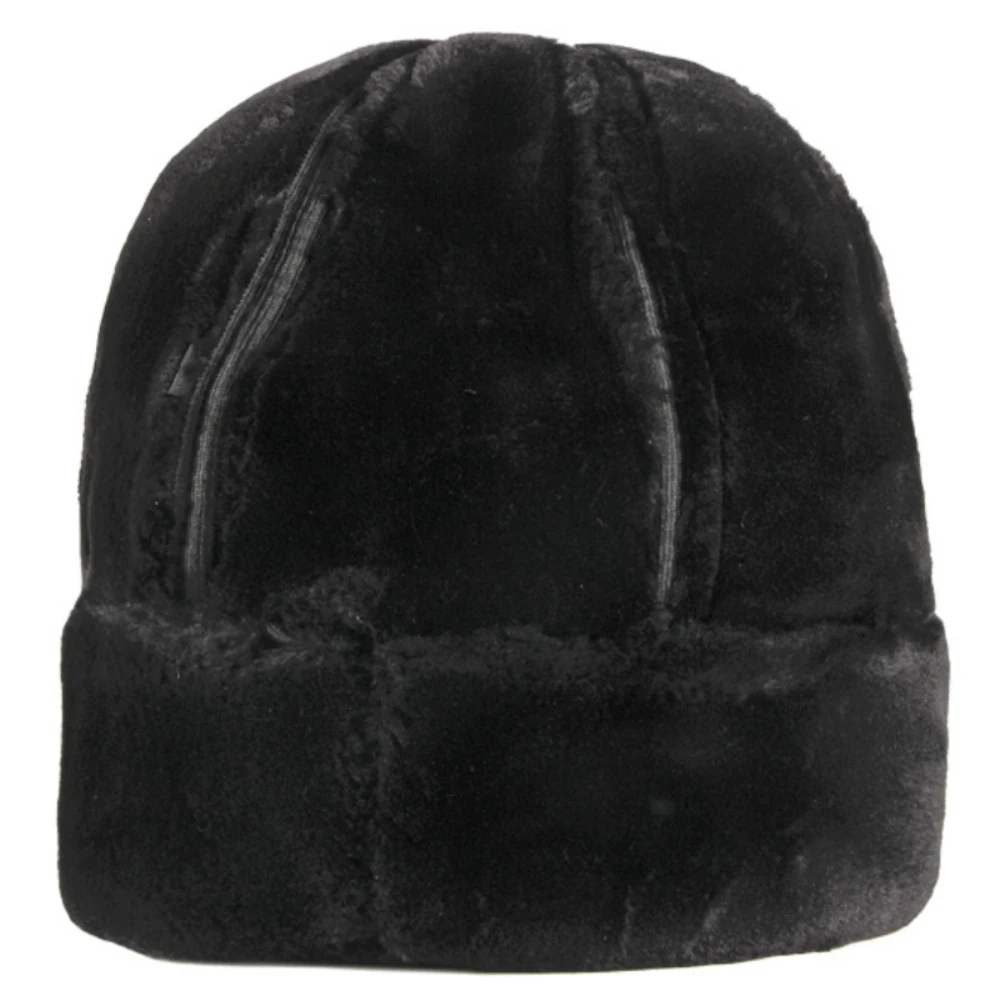 HT4415 High Quality Autumn Winter Cap Hat PU Leather Thick Warm Bomber Hat Solid Black Fleece Lined Russian Cap 6 Panels Fur Hat