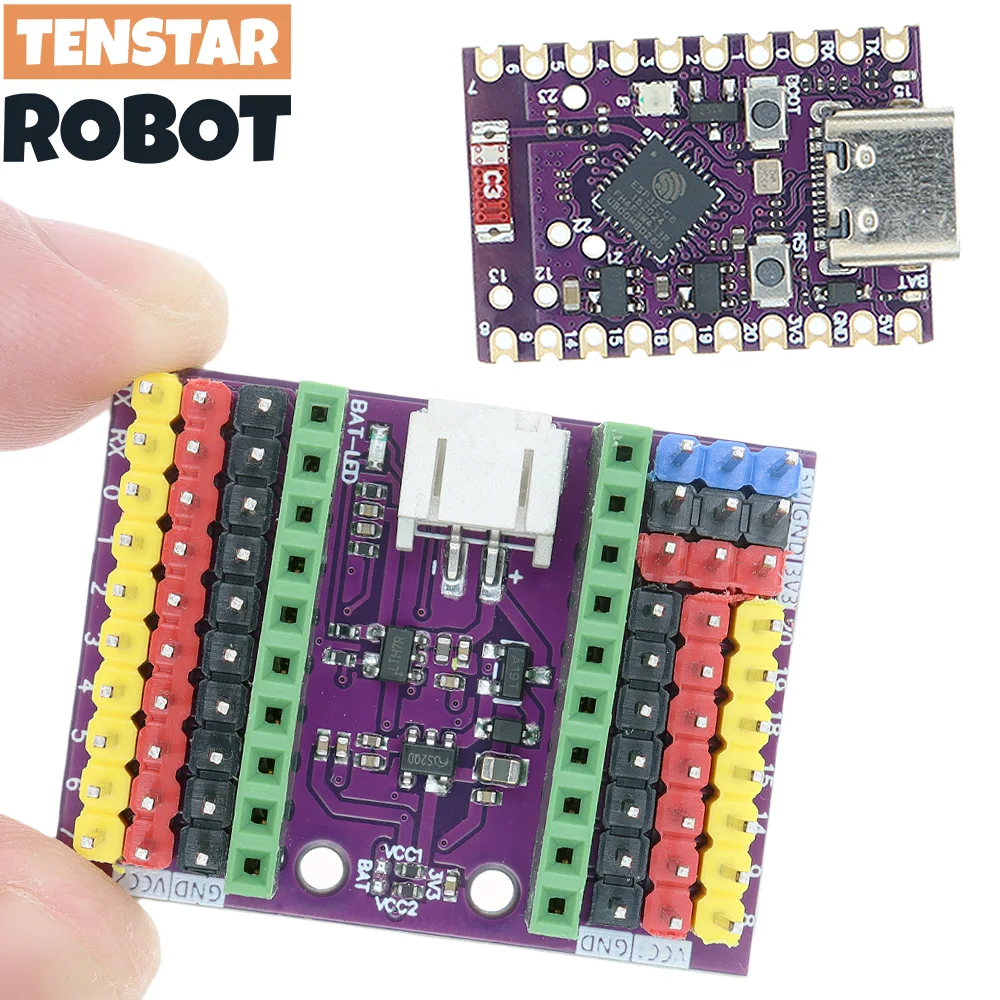 TENSTAR ROBOT ESP32-C6 SuperMini Development 4MB flash WIFI 6 Bluetooth 5 Microcontroller Programming Learning Purple Board