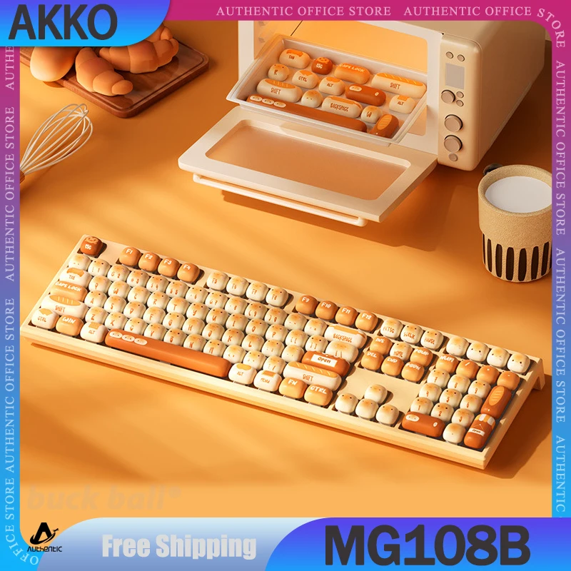 Akko MG108B Mechanical Gamer Keyboard 3mode 2.4G Bluetooth Wireless Keyboard Keycaps PBT AKKO Keyboard Custom Cartoon Keyboards