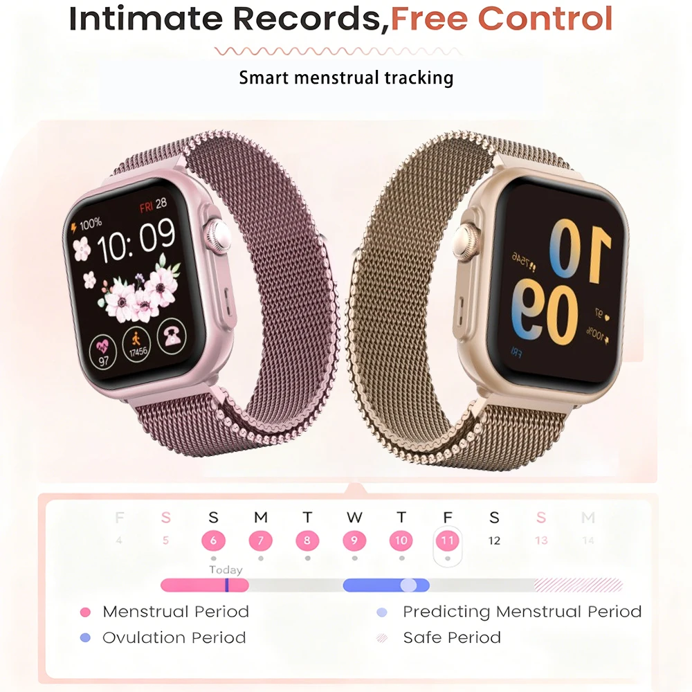 

Women's Smart Watch Bluetooth Calls/Msgs 110+ Sports Modes Health Monitor Blood Pressure Heart Rate SpO2 Sleep Tracker