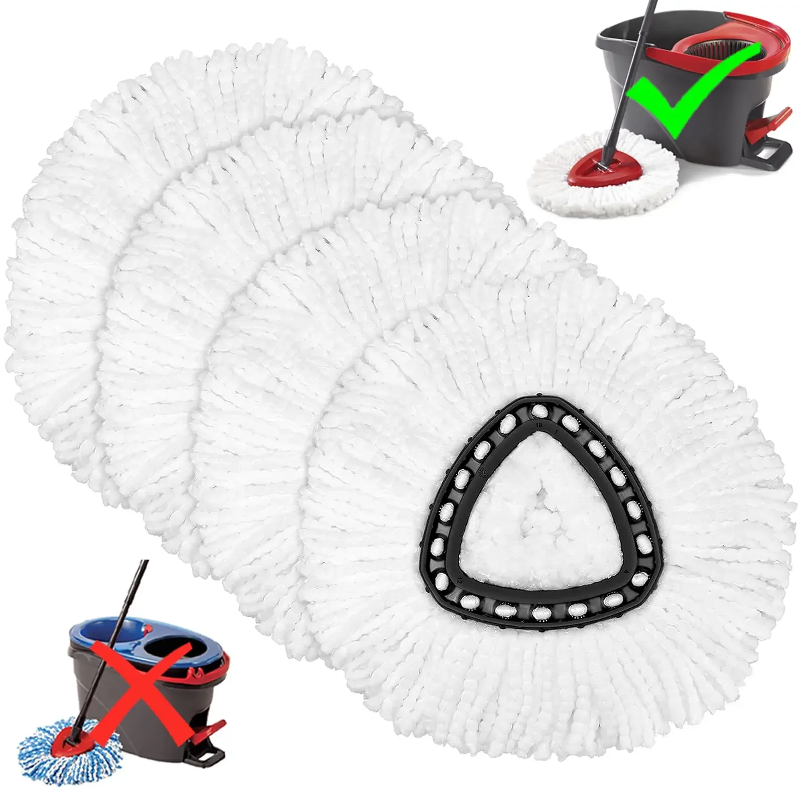 Reusable Mop Head Replacement for O Cedar Easywring 1-Tank System, Compatible with Vileda 2-in-1 Turbo Triangle