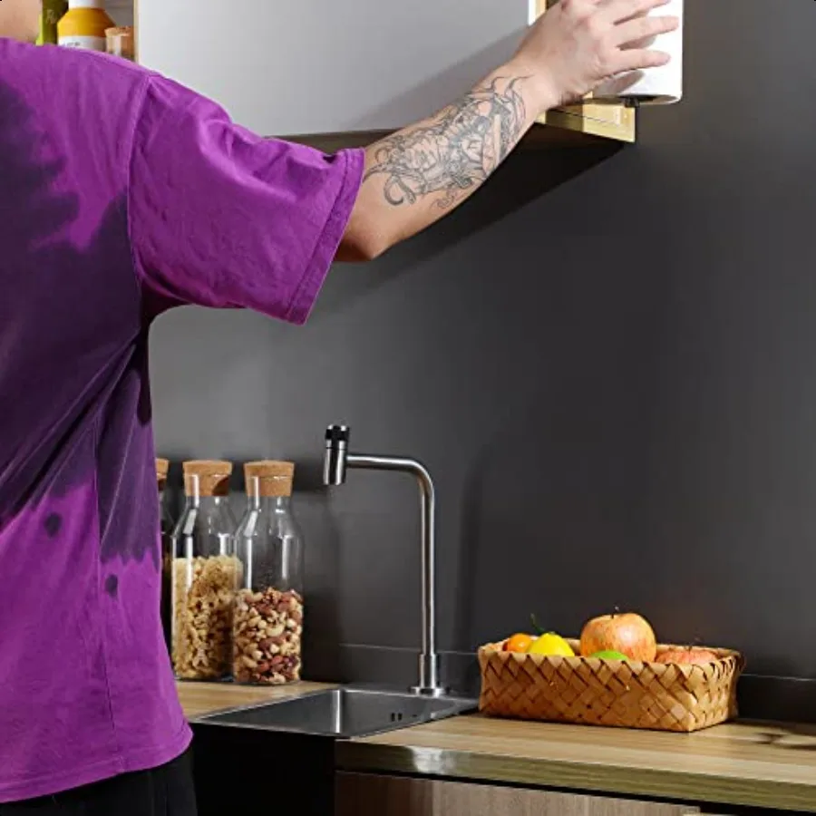 Porta dell'armadio porta asciugamani di carta o sotto l'armadio Portarotolo grande autoadesivo per montaggio a parete in acciaio inossidabile