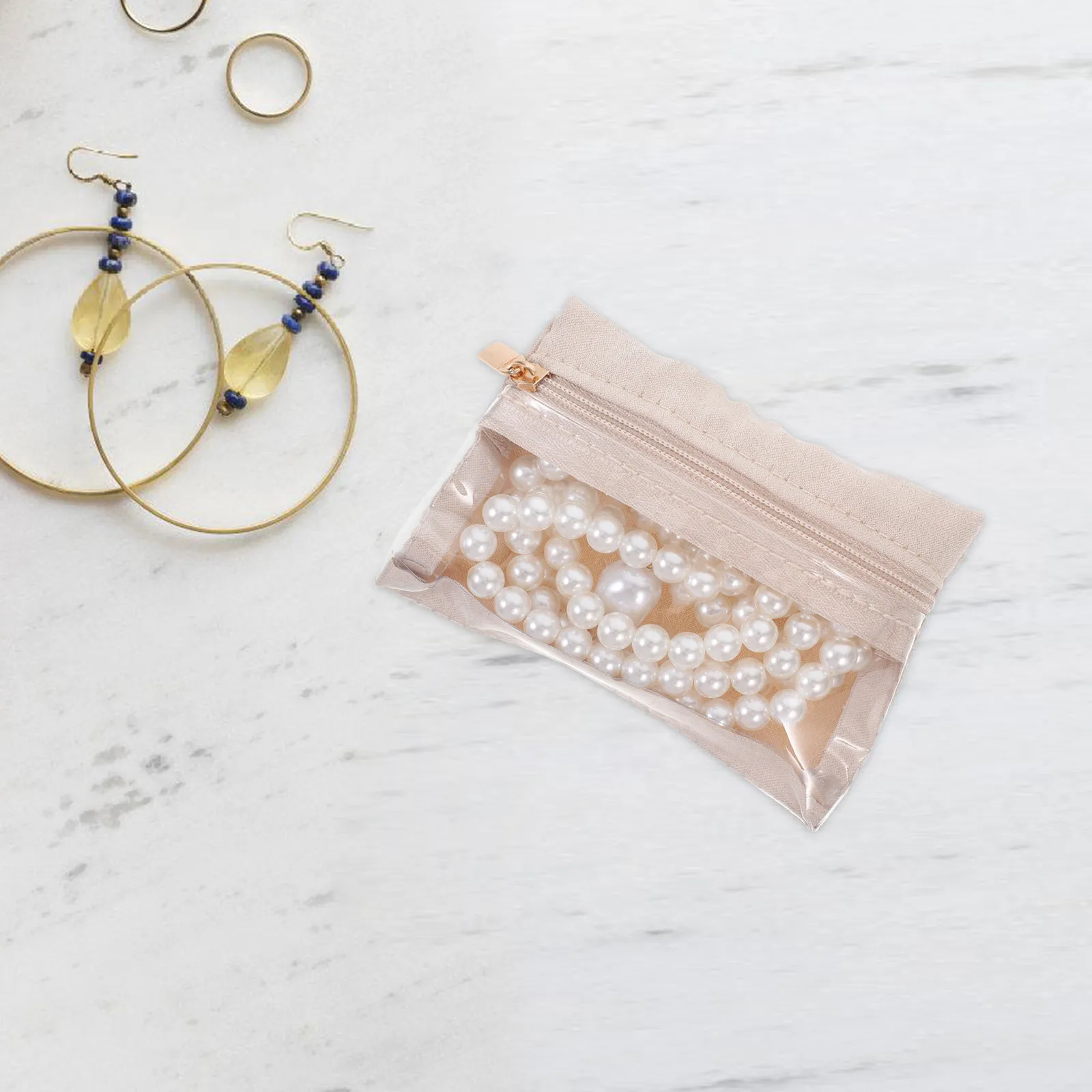 6Pcs Stylish Transparent Jewelry Bags Thickened Anti-Oxidation Material Zipper Sealing for Organizing Rings Earrings Portable