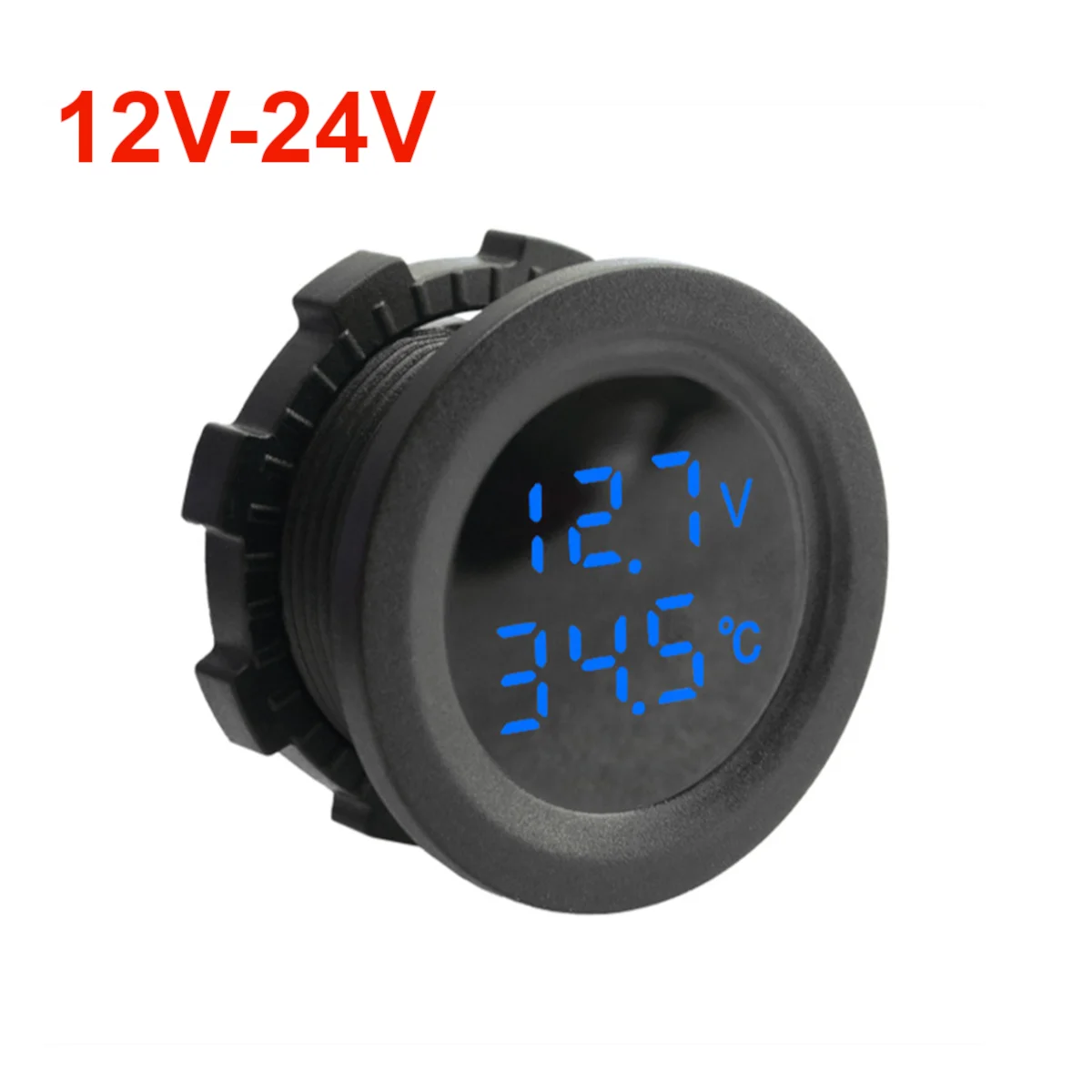 

12V-24V Car Round Temperature LED Voltmeter Test Meter Auto Voltage Meter Display Digital Measurement