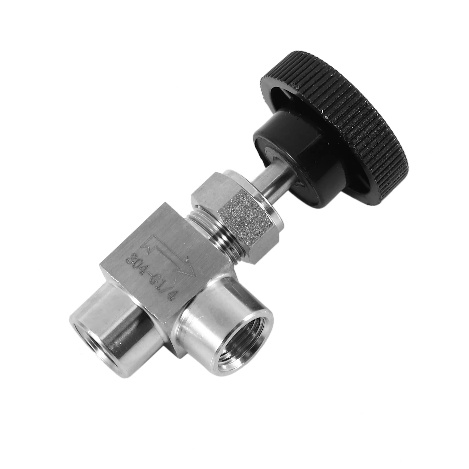 Needle Valve Adjustable Needle Valve 1/4 Inch Right Angle Female Thread BSP SS304 for Water Gas Oil