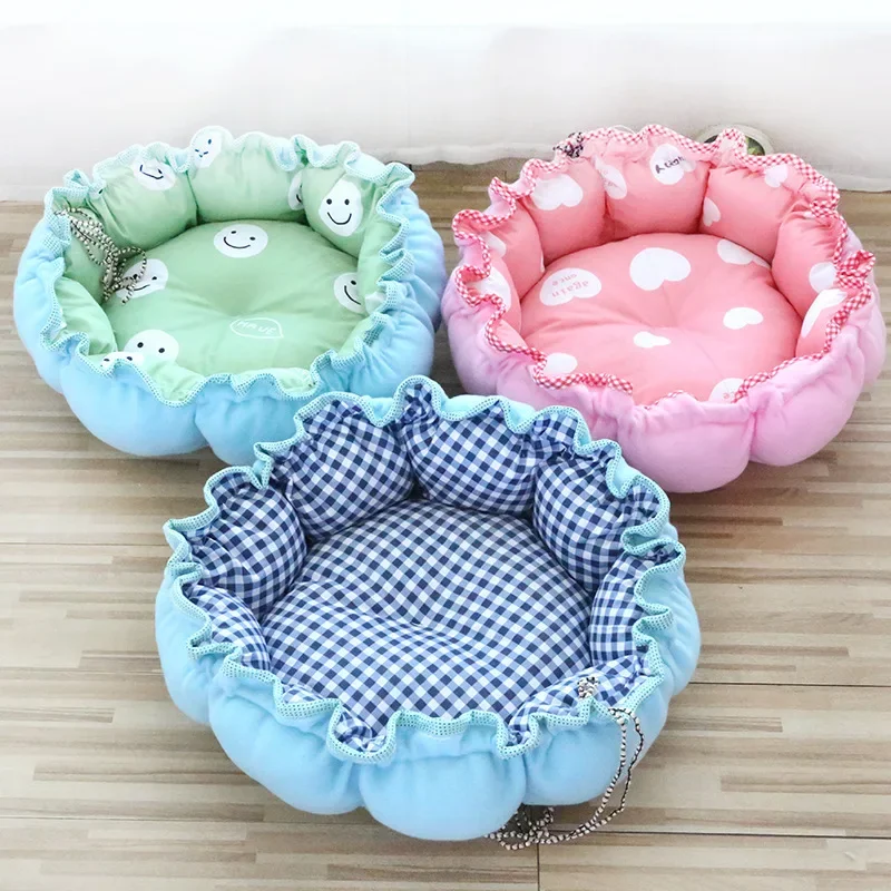 Round Cat Bed House Long Plush Pet Bed For Cats Cushion For Dogs Mat Warm Pet Accessories Home Washable Dog Sofa Soft Sleeping