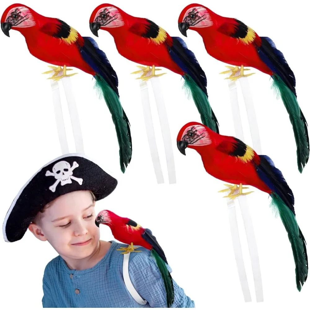 Accesorios de disfraz de pirata para niños y adultos, accesorio de hombro de loro pirata falso para fiesta, 2 piezas, colorido