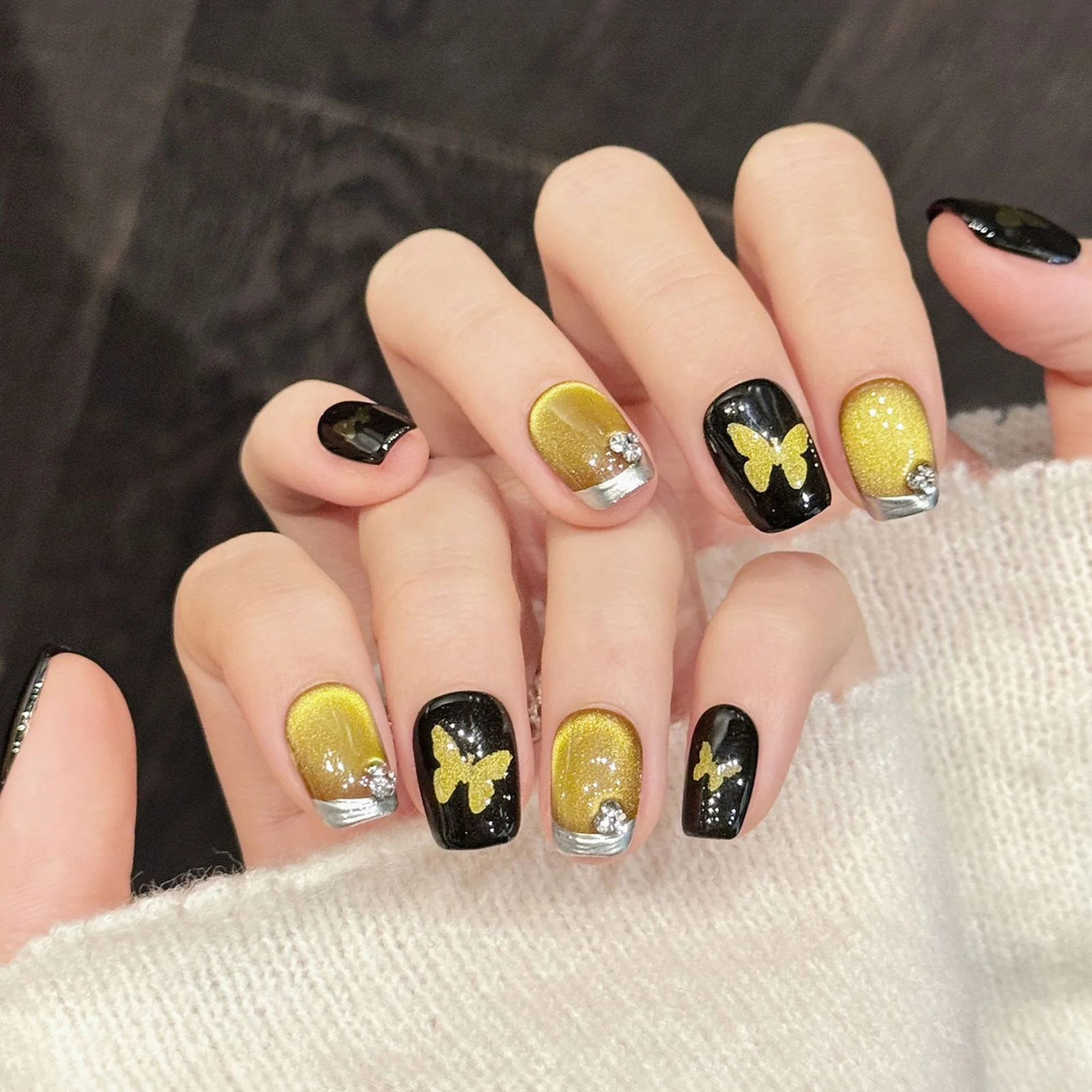 10Pcs Kuku Palsu Buatan Tangan - Nail Art Eye Cat ulasan dan harga