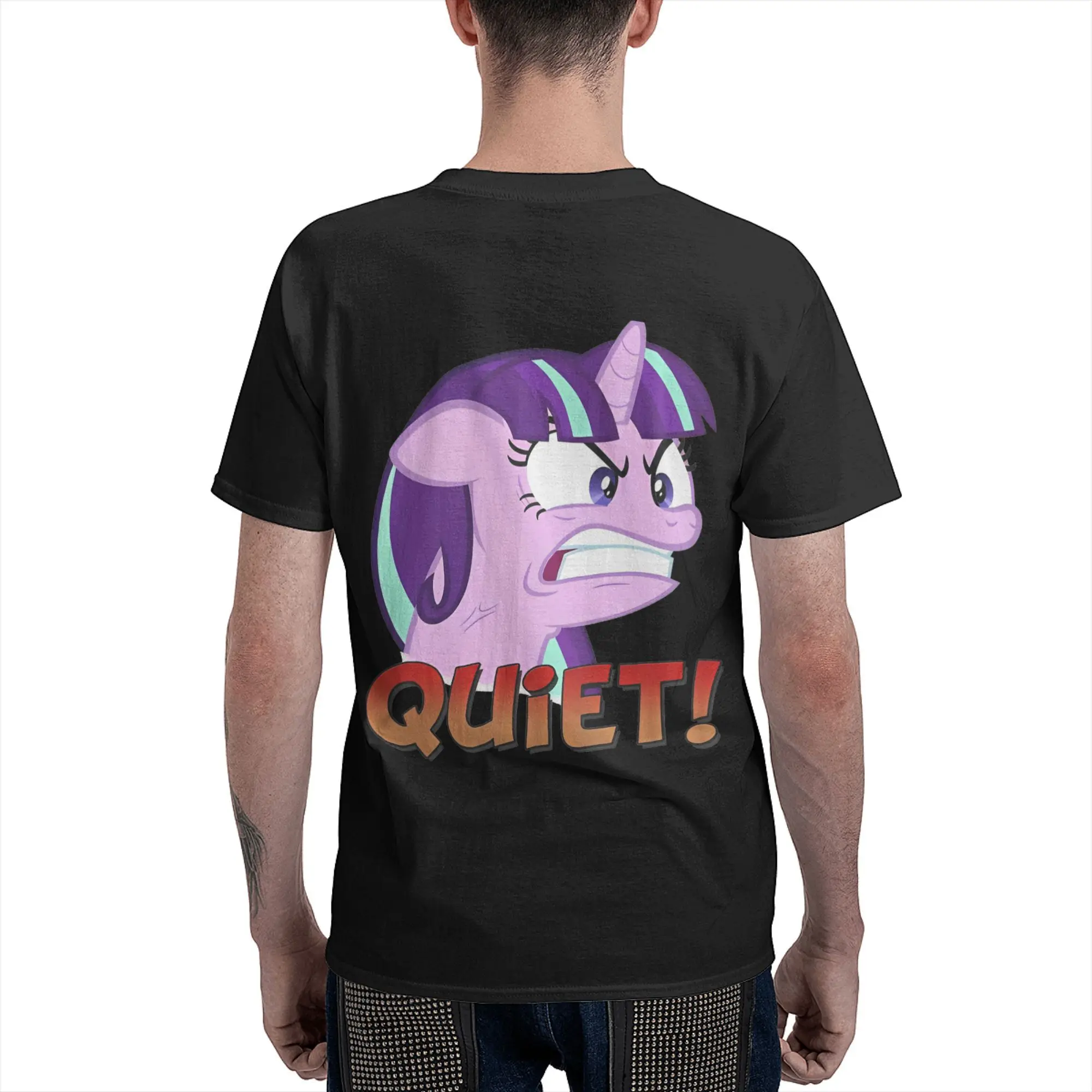 STARLIGHT GLIMMER - QUIET T-Shirts for Men Women Ponies friendship is magic Cotton Tee Shirt Round Collar Short Sleeve T Shirt