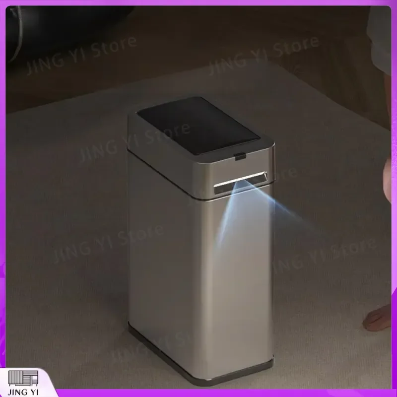 Smart Sensor Trash Can Stainless Steel Automatic Lid Motion Sensor Garbage Bin with LED Night Light Double Wing Opening for
