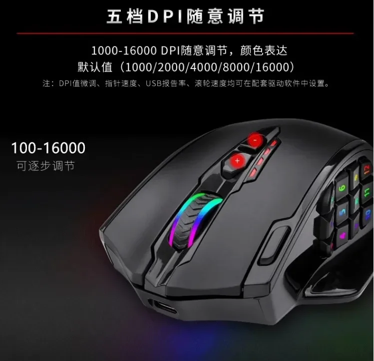 Redragon M913 Mouse Wireless Dual Mode Side Key Macro Mouse Customize Rgb Long Endurance Mouse For Pc Gamer Computer Gifts