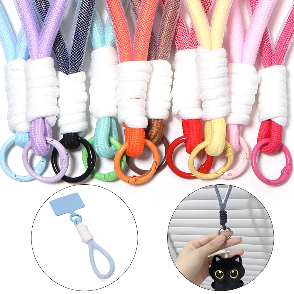 2 Stück/Set Bunte Spitzen-Netz-Umwickelkordel Schlüsselband mit Karabinerhaken für Rucksack-Anhänger Zubehör Hängeschnur – Detail 2