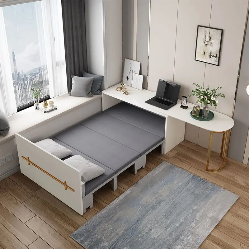 

Desk, folding bed, balcony, extendable and retractable, integrated cabinet, small apartment, multi-functional hidden