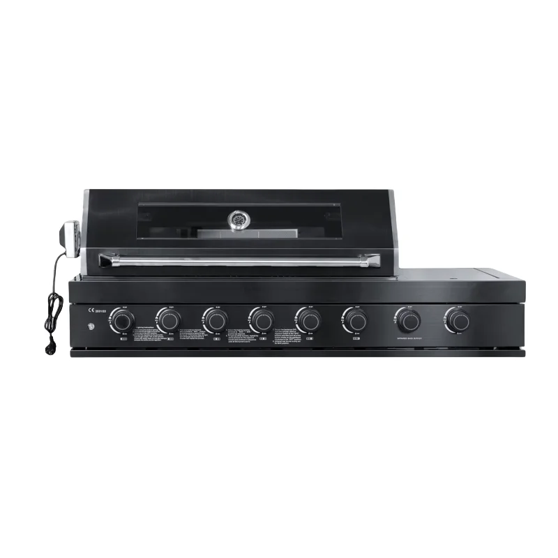 

Modern Built-In Gas Grill Black Titanium Stainless Steel Vertical Ventilation Smokeless BBQ Adjustable Heat Zones
