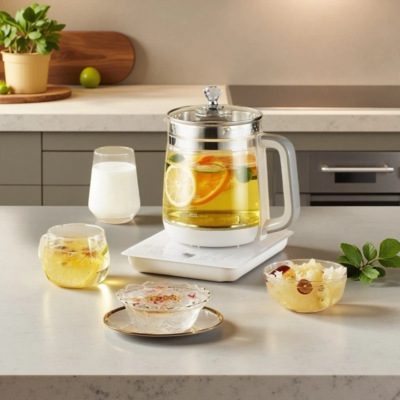 1.8L glass herb kettle, multi-functional health pot 24-hour timer 8-hour thermal insulation 800W power, intelligent constant
