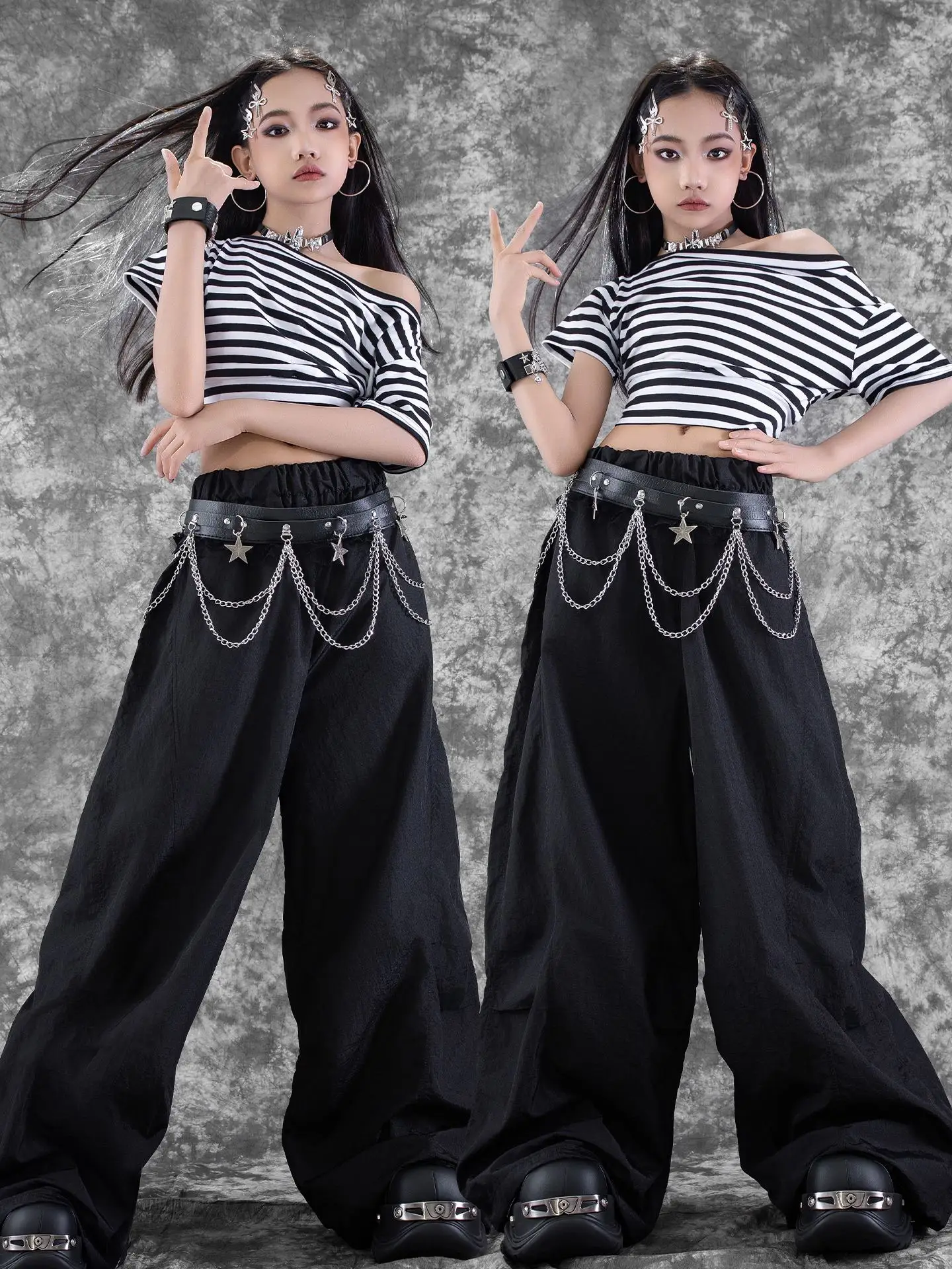 Kids Street Wear Hip Hop Kleding Zomer Meisjes Jazzdans Kostuums Kinderen Ballroom Dans Kleding Prestaties Outfit DW10875