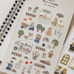 Korean Import Suatelier Busy Farmer Bear Nylon Stickers Cute Scrapbooking Diy Journaling Diary Stationery Sticker Decor School