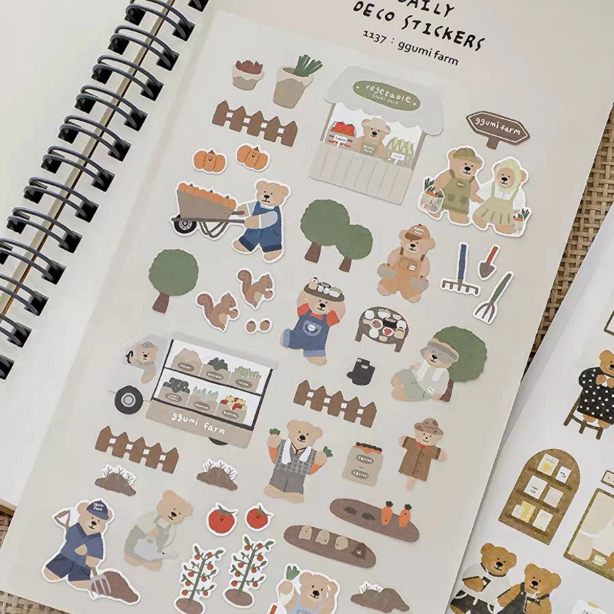 Korean Import Suatelier Busy Farmer Bear Nylon Stickers Cute Scrapbooking Diy Journaling Diary Stationery Sticker Decor School
