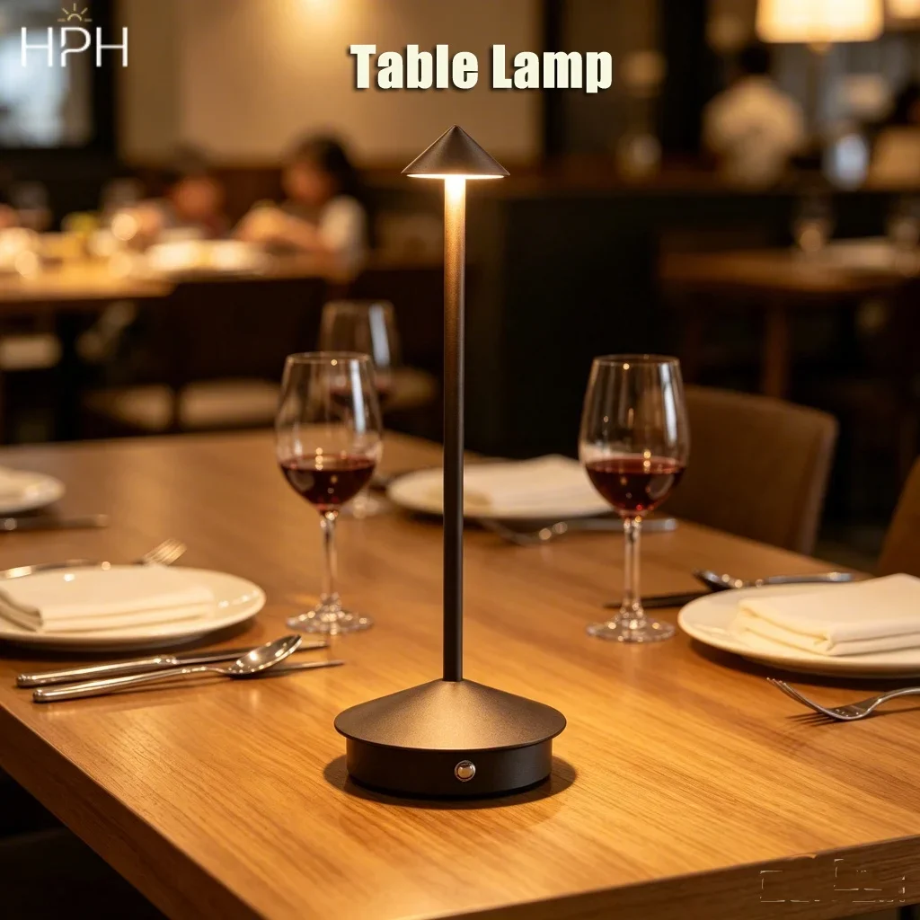 Image of HPH Tischlampe, LED-Schreibtischlampe für Esszimmer, Hotel, Café, Pina, kabellose Tischlampe, Wohnzimmer-Nachttischlampe, dekorative Schreibtischlampe