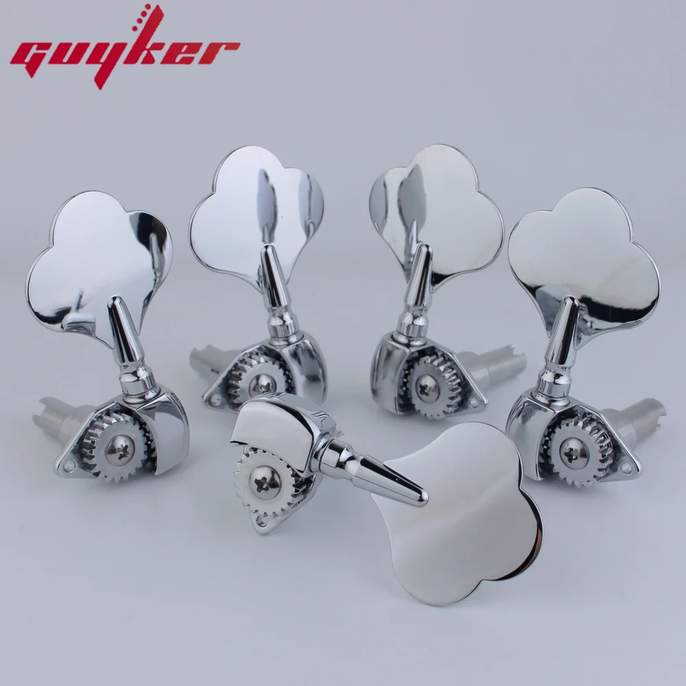 GUYKER Open Frame Electric Bass Tuners Machine Heads Gear ratio 1:20 Tuning Keys Chrome