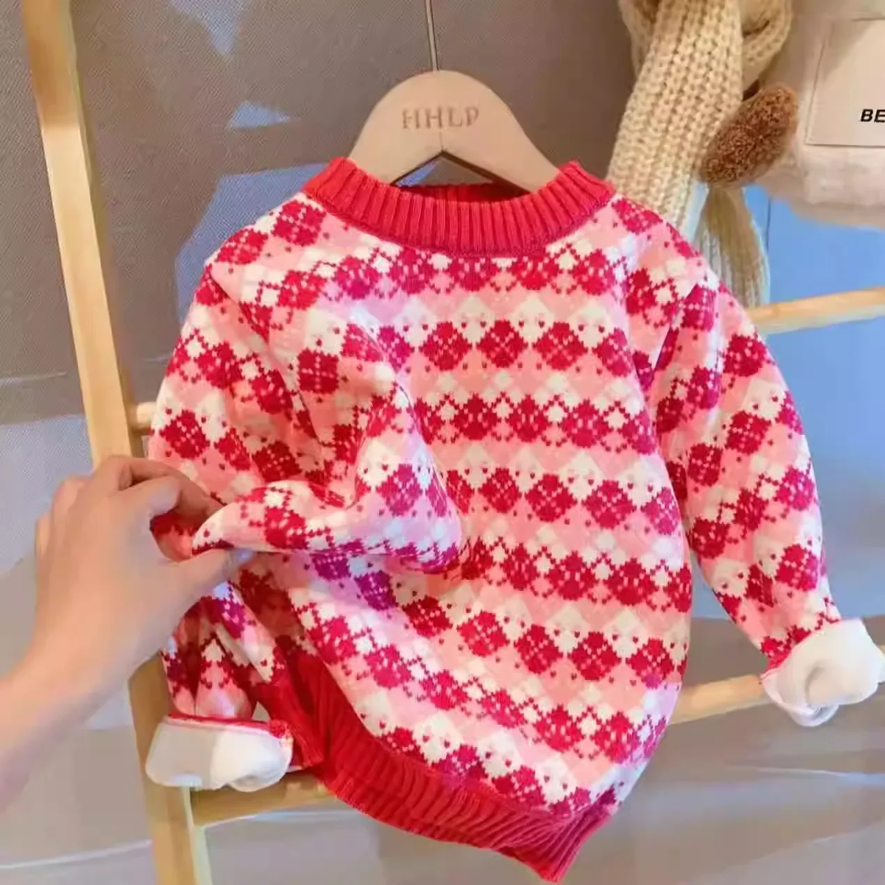 Korean Baby Boy Girl Sweater Cartoon Little Bear Raglan Sleeve Pullovers for Kids Christmas Sweater Kids Autumn Clothes 2023 New