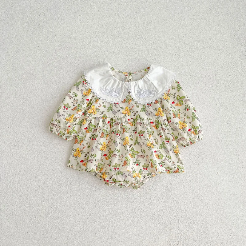 Spring Autumn Family Matching Sister Embroider Baby Girls Clothes Long Sleeves Toddler Baby Rompers Princess Children's Dress