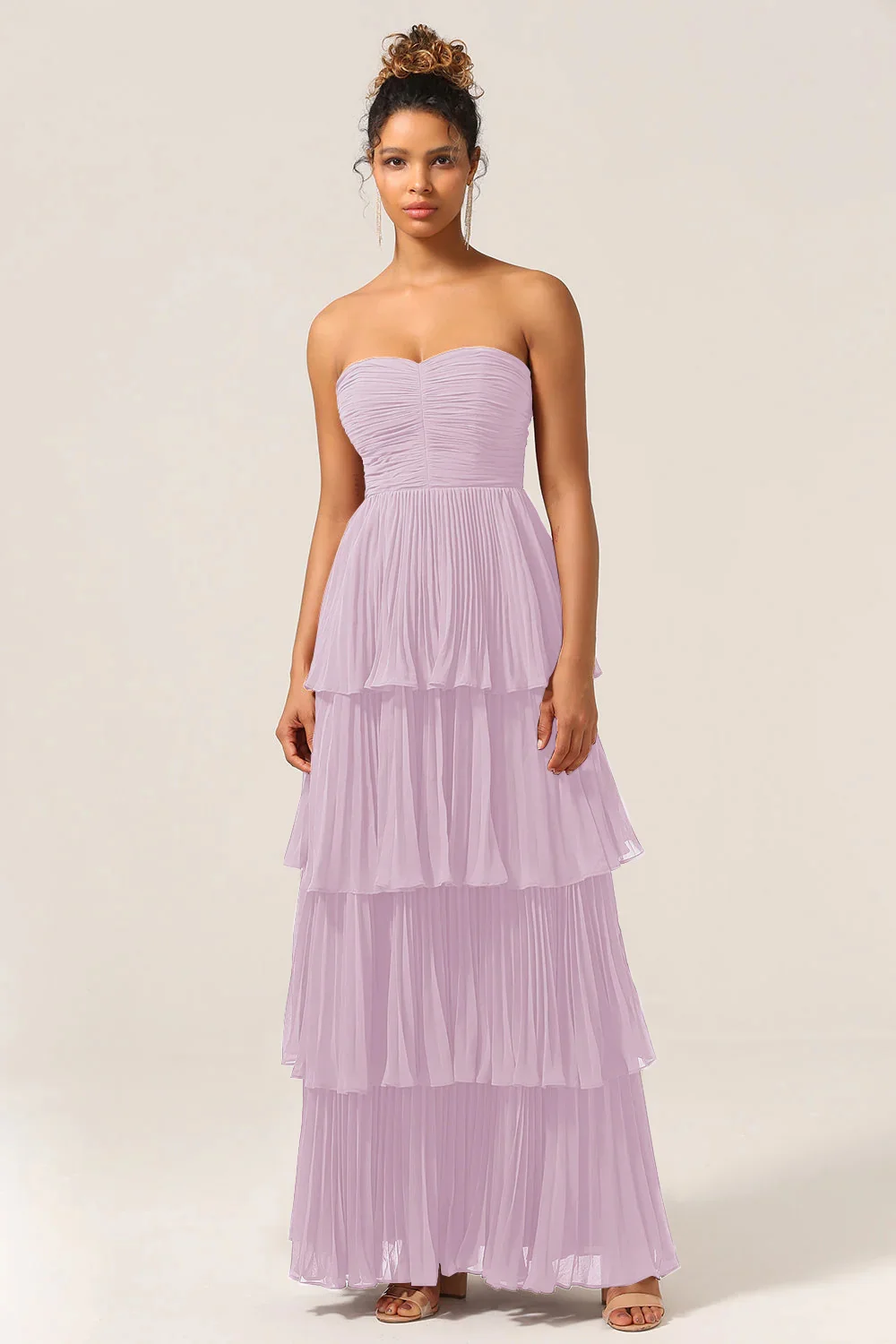 Amanda Strapless Chiffon vestidos de noche Multilay A-line Prom Dresses Elegant Sleeveless Ankle-Length Zip Formal Evening 2024