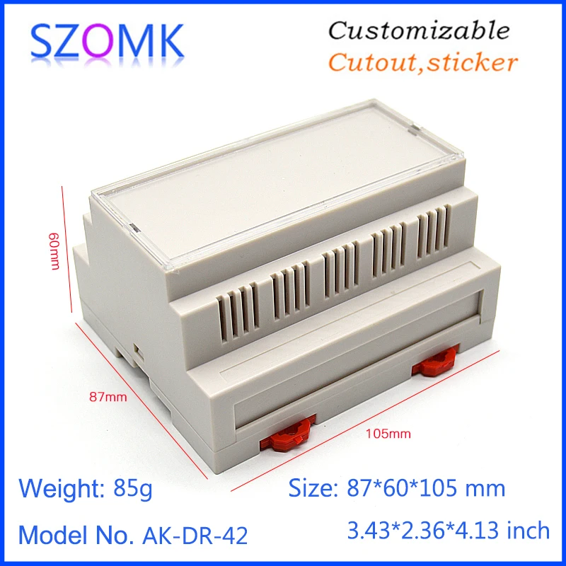 1Piece 105*87*60mm szomk din rail plastic box enclosure electronic device housing case LCD din rail distribution enclosure