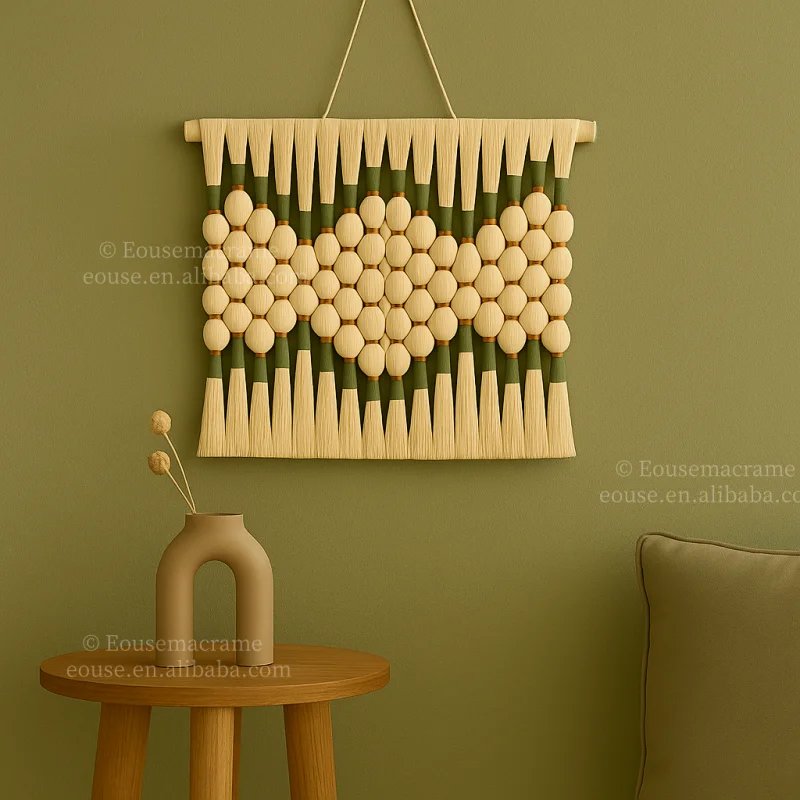 Tapeçaria de parede macrame estilo marrocos artesanal boho arte de parede com borlas para quarto sala de estar itens de casa