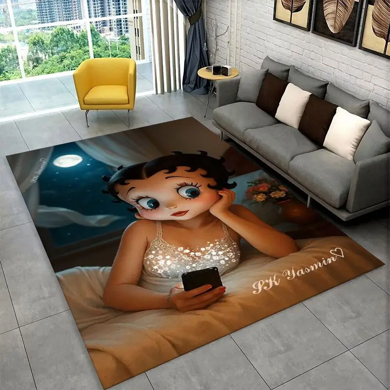 Cute B-Betty Girl B-Boop Cartoon Living Room Non-Slip Area Rug Soft Carpet for Bedroom  Playroom Sofa,Home Decor Doormat Gift