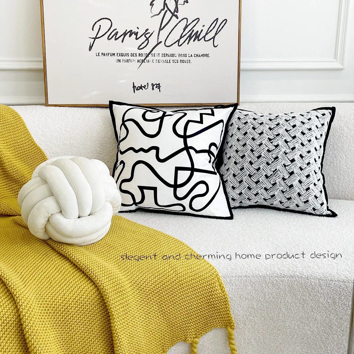 2-Piece Nordic Velvet Line Print Cushion Cover Plaid Jacquard Throw Pillow Covers 45x45cm Living Room Bedroom for Sofa Home