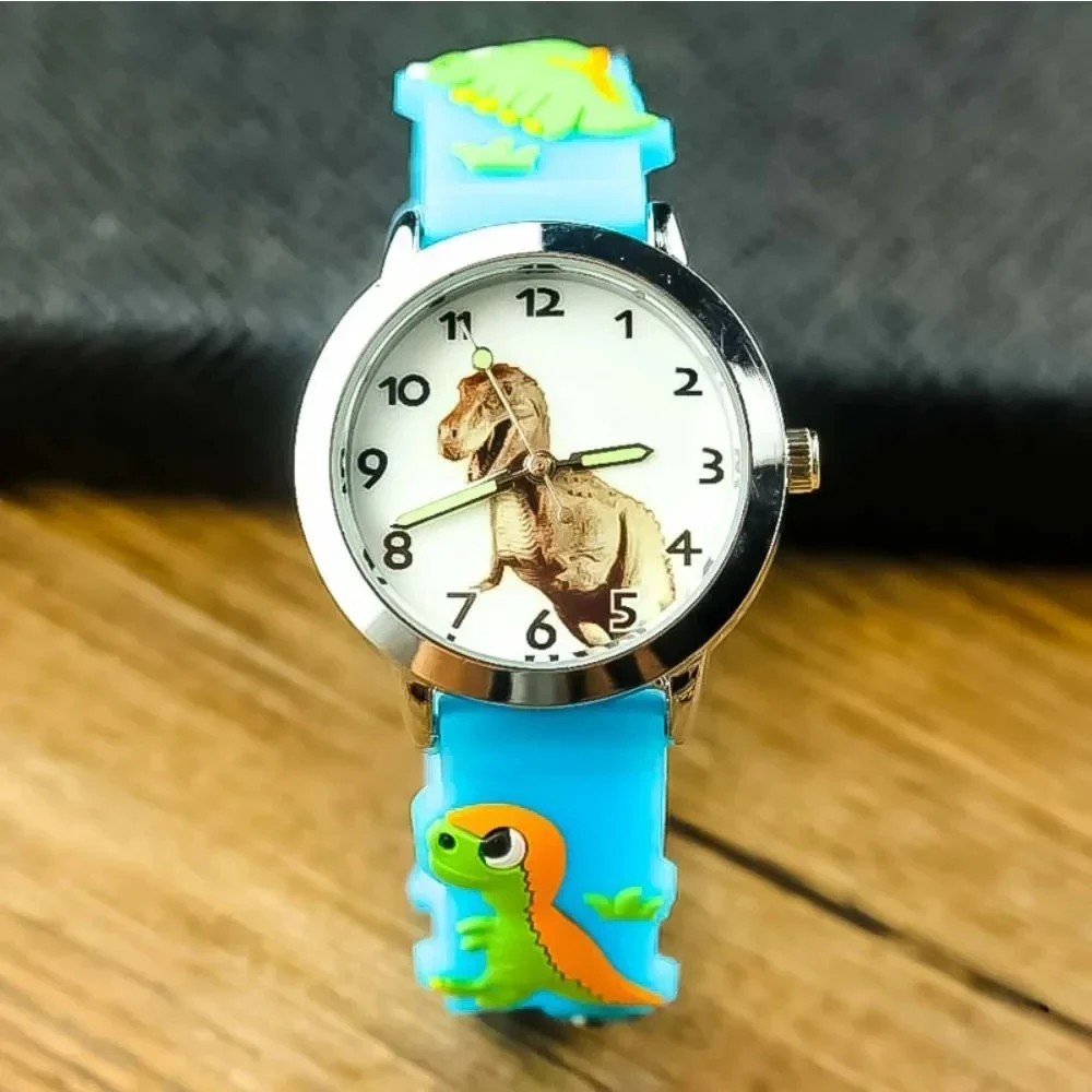 2024 Children's Watch Youth Cute Cartoon 3D Tyrannosaurus Rex Quartz Watch Boys and Girls Dinosaur Watch Children's Best Gift