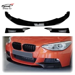 2012 To 2014 For BMW 1 Series F20 F21 M Sport Style Canard Cover Trim Splitter Front Bumper Lip Spoiler Gloss Black Carbon Fiber