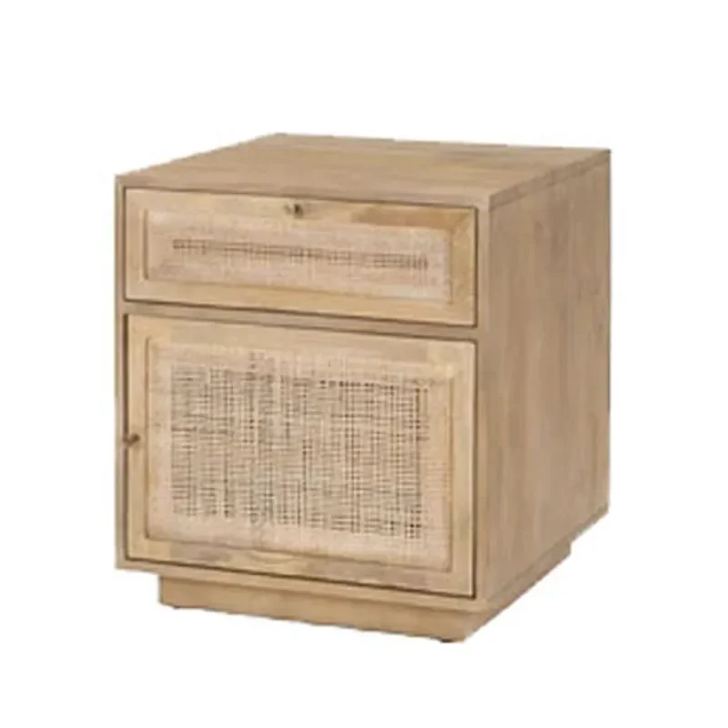 Nordic Rattan Bedside Table Modern Small Storage Cabinet for Bedroom Simple Nightstand Locker Home Furniture