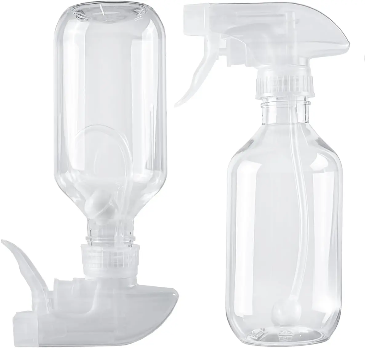 2 Pack 360° Spray Bottles, 10 oz Plastic Small Containers with Adjustable Spray Nozzles, Spray Bottles for Hair, Cleaning