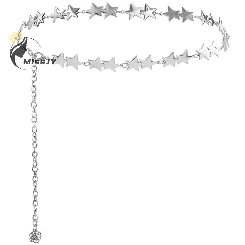 ผู้หญิงวินเทจเข็มขัดเอวหญิงโลหะ Star Pentagram เข็มขัดพู่เข็มขัดเอวผู้หญิงตกแต่งเครื่องประดับ