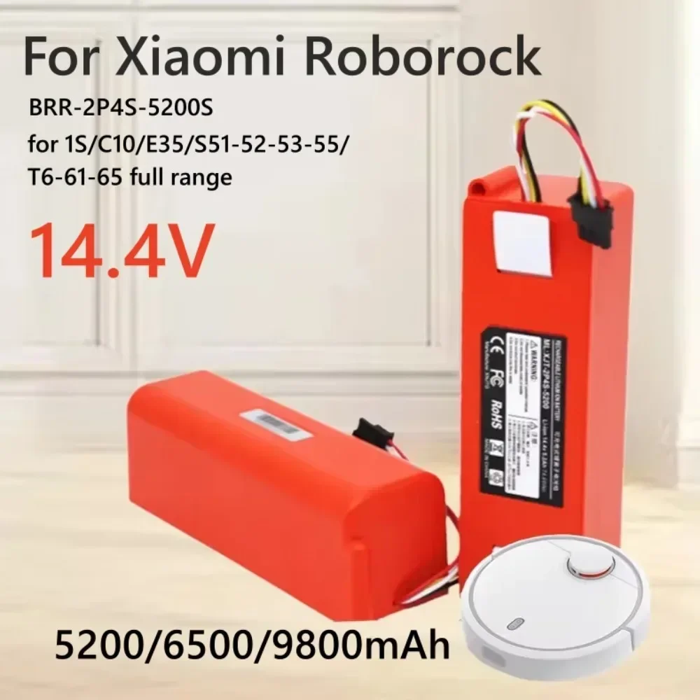 New BRR-2P4S-5200S Vacuum Cleaner Automatic Battery Replacement for Xiaomi Roborock S55 S60 S65 S50 S51 S5 MAX S6 Parts