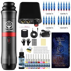 Tattoo Kit POSEIDON Professional Tattoo Pen Kit For Permanent Makeup Tattoo Machine Ink Wired Tattoo Power Supply Tattoo Pen Kit