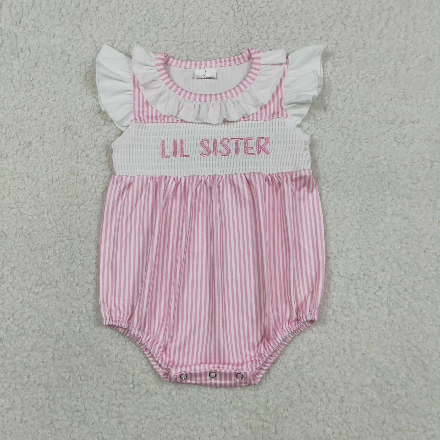 Wholesale Baby Boy Girl Embroidery Clothes Children Newborn Sister Brother Stripes Summer Rompers Toddler Kids Jumpsuit
