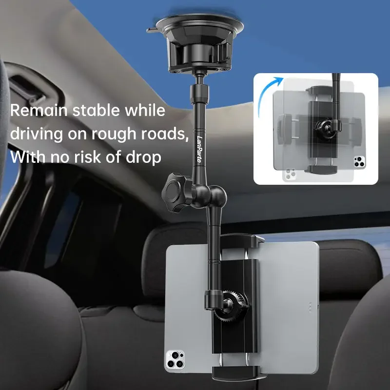 Lanparte Dashboard Tablet Holder for Car Suction Cup Car Mount with Large Clamp for 6