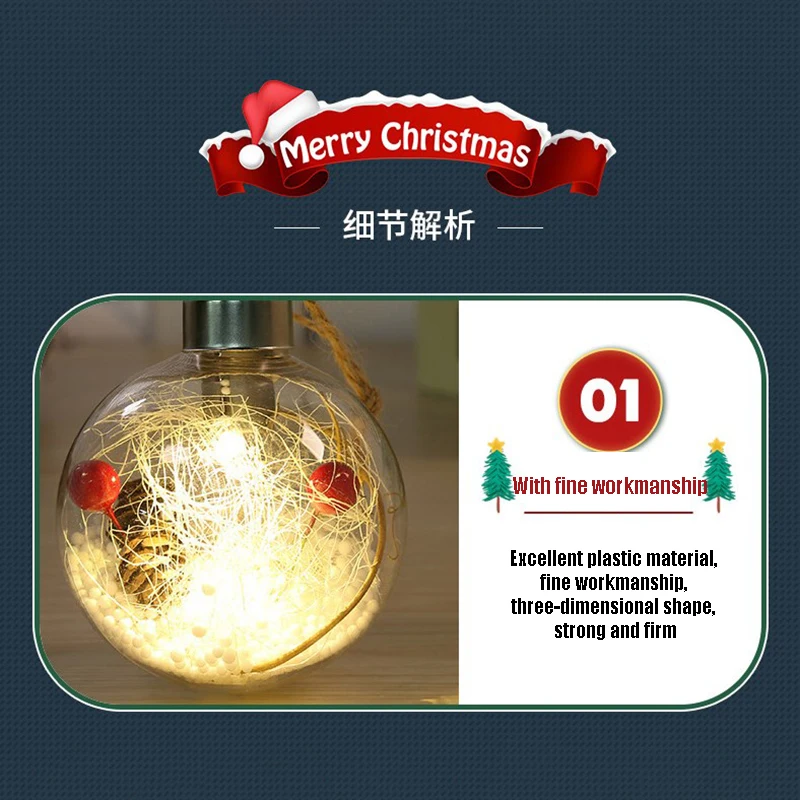 Kerst Led Bulb Ball Kerstboom Ornament Decoratie Hanger Gloeilamp Transparant Vakantie Feest Te Vieren Sfeer